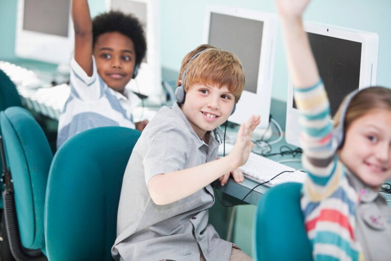 Students using computers